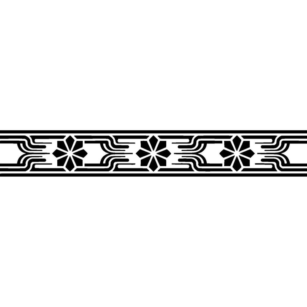 Geometric Floral Border - Black White Pattern on Gradient Background. vector
