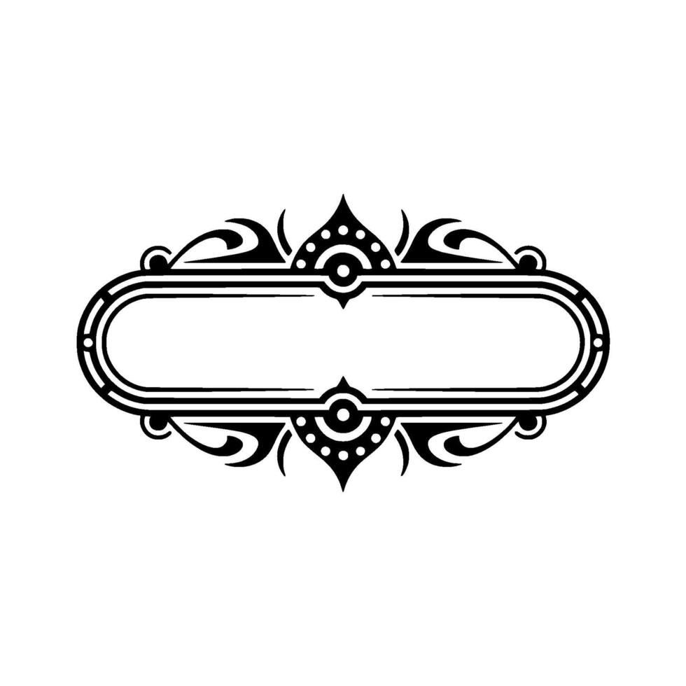 Ornate Oval Frame Border, Black White. vector