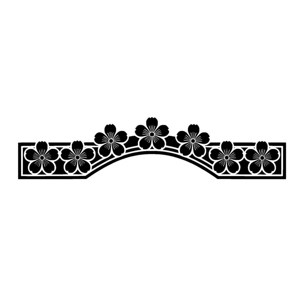 Minimalist Cherry Blossom Border Illustration, Japanese Style. vector