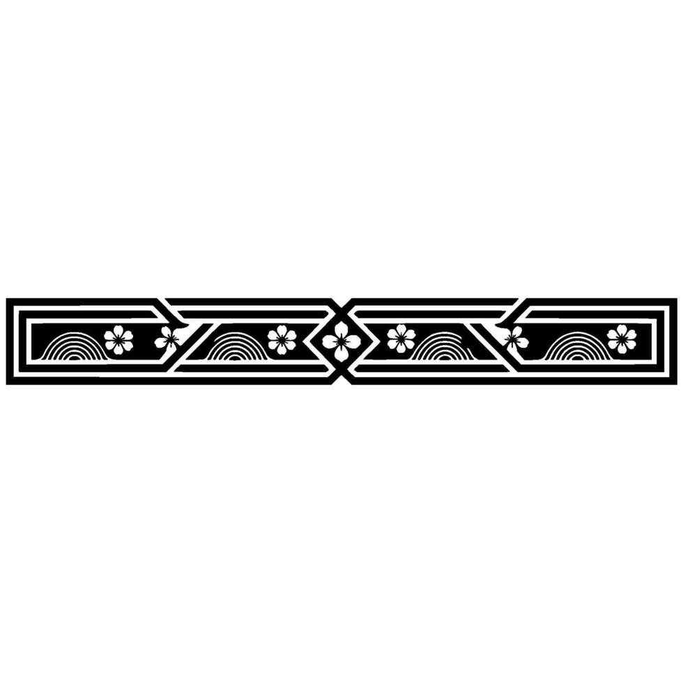 Elegant Black Floral Border , Geometric Pattern, Illustration. vector