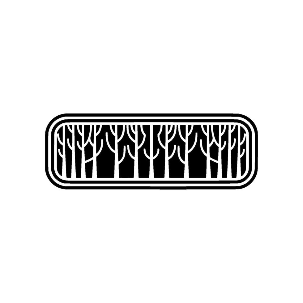 Minimalist Forest Silhouette in a Rectangular Frame, Black and White. vector