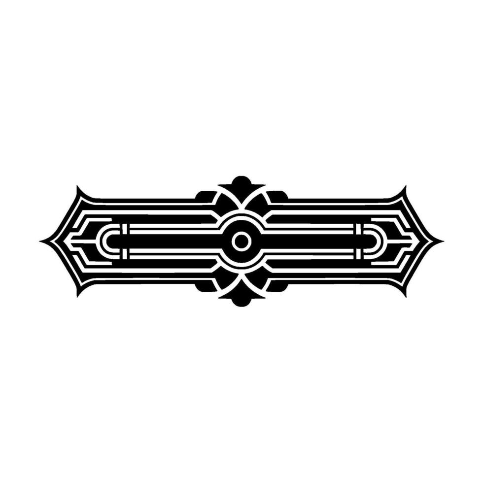 Art Deco Geometric Black and White Ornament on White Background. vector