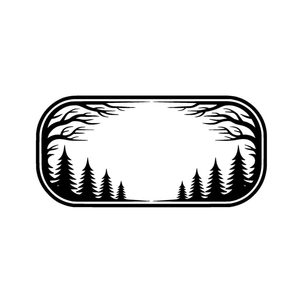 Minimalist Forest Frame Monochrome Silhouette for Branding. vector