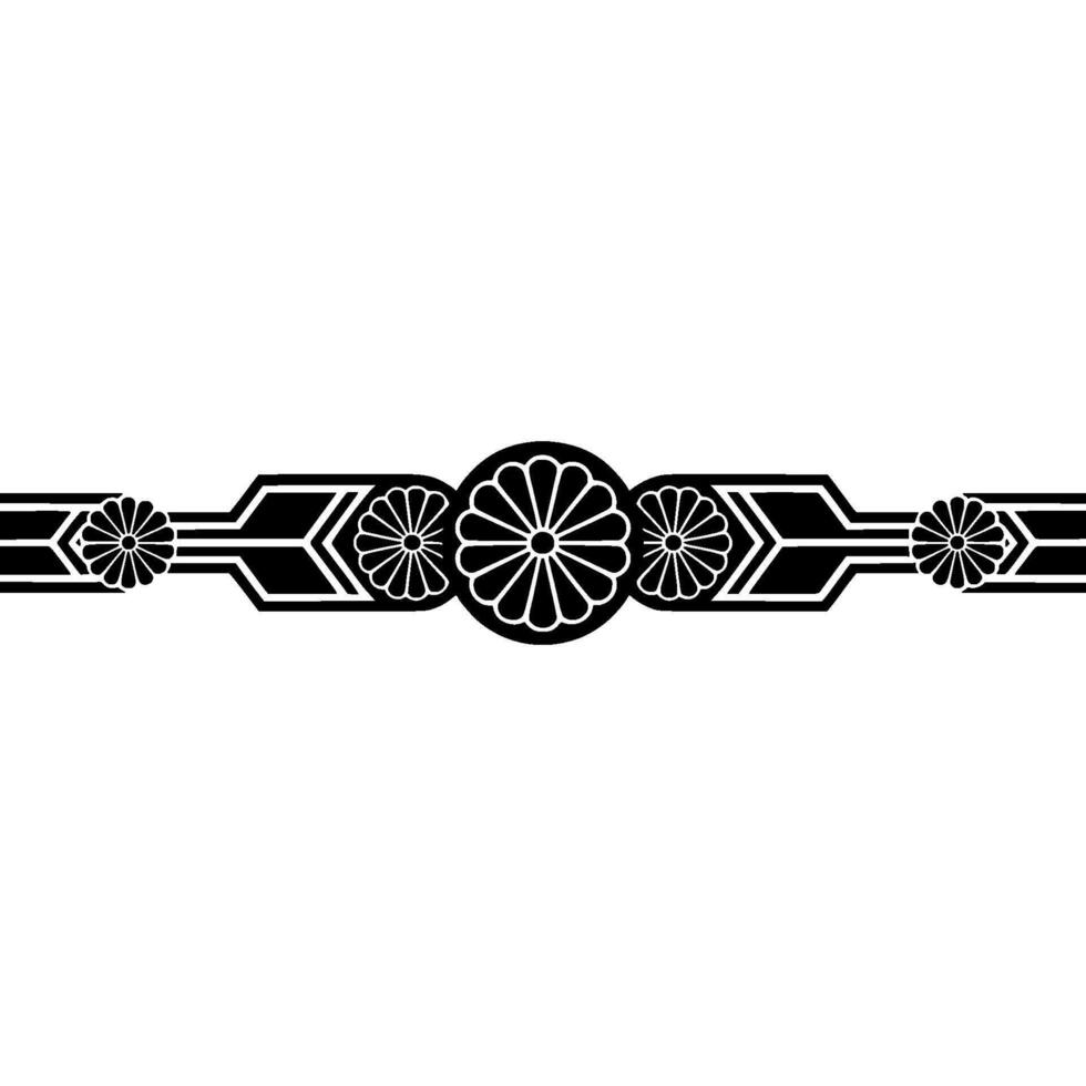 Geometric Floral Ornament, Black White Art Deco Style. vector