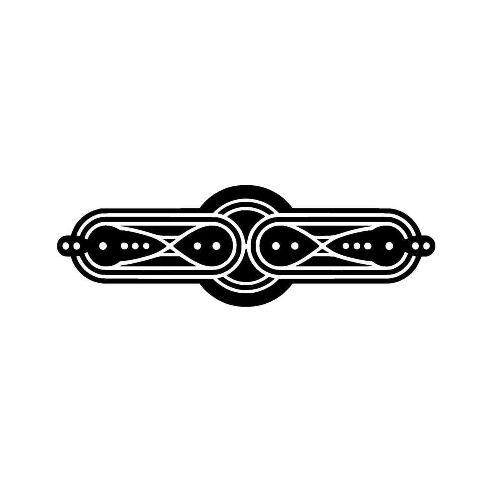 Geometric Black and White Art Deco Emblem on White Background. vector