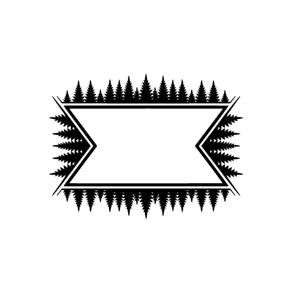 Black and White Forest Emblem Badge or Label , Nature Inspired. vector