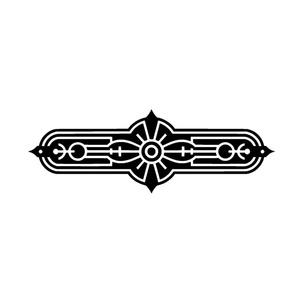 Decorative Black White Ornamental Element, Symmetric Pattern. vector