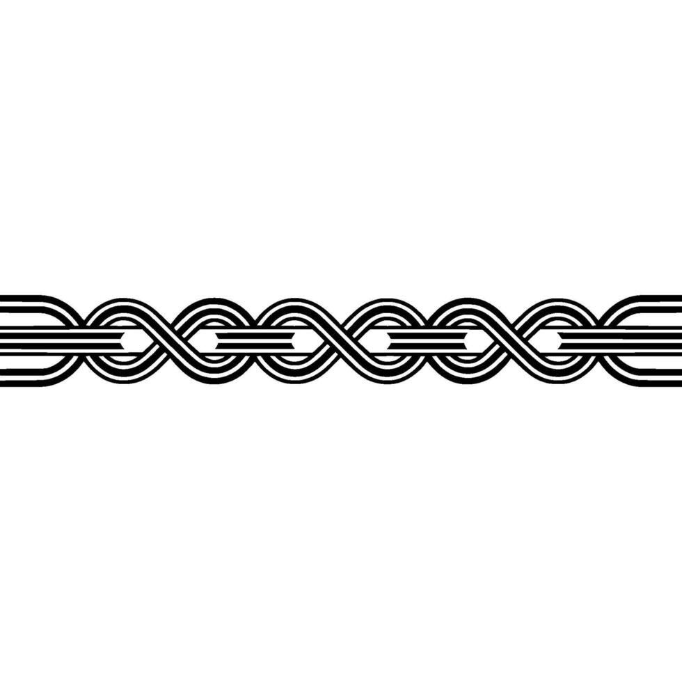 Black White Ornamental Border with Abstract Intertwined Lines. vector