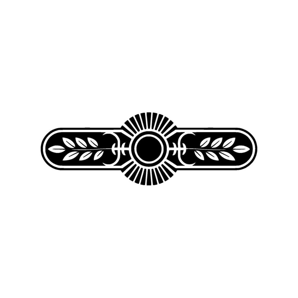 Elegant Black White Art Deco Element, Minimalist Style. vector