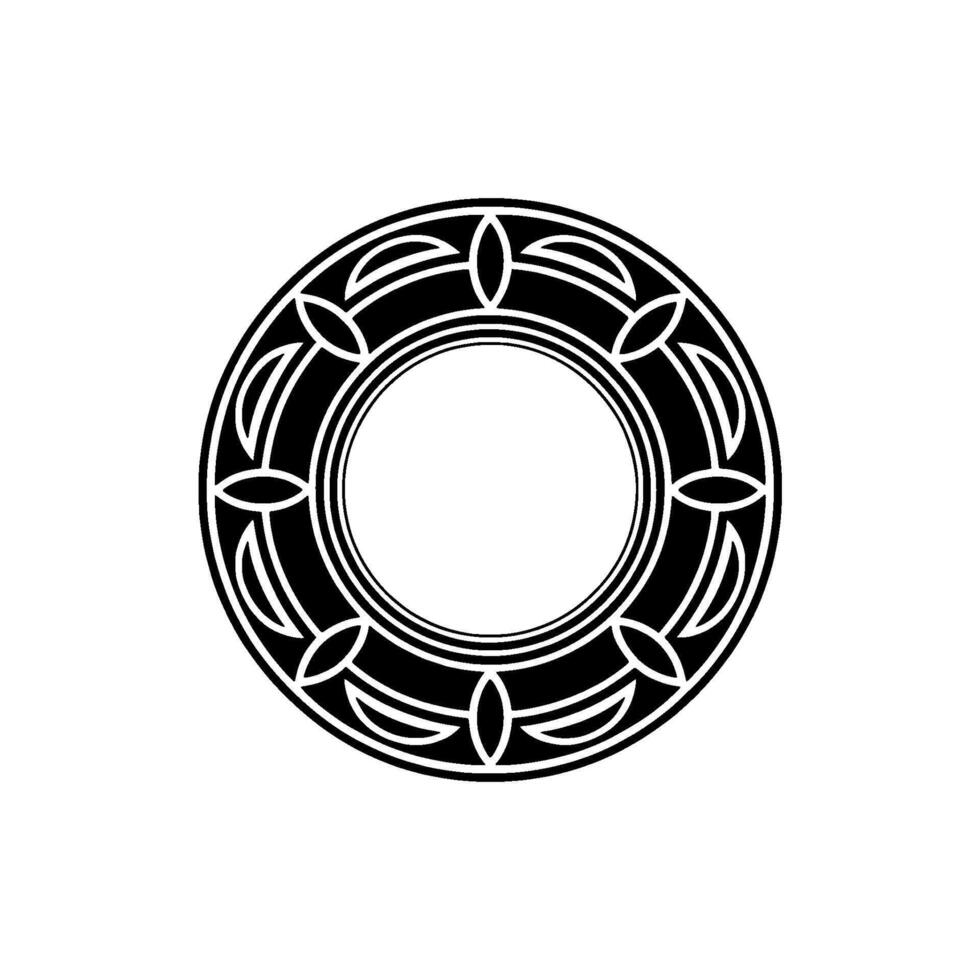 Art Deco Circle Ornament, Black and White, Isolated. vector