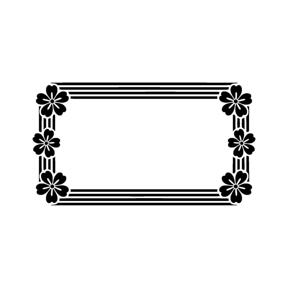 Elegant Floral Frame , Black and White, Minimalist, Decorative Element. vector