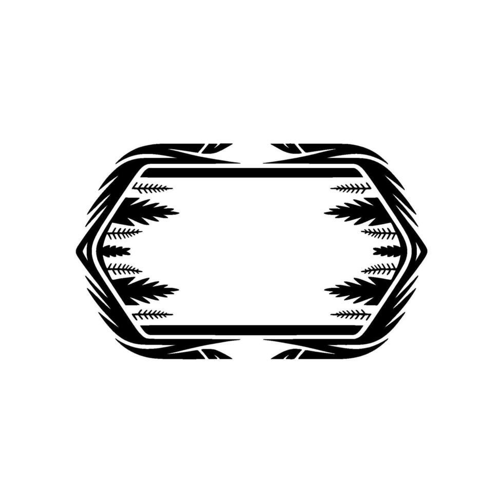 Black Decorative Frame with Foliage on White Background. vector