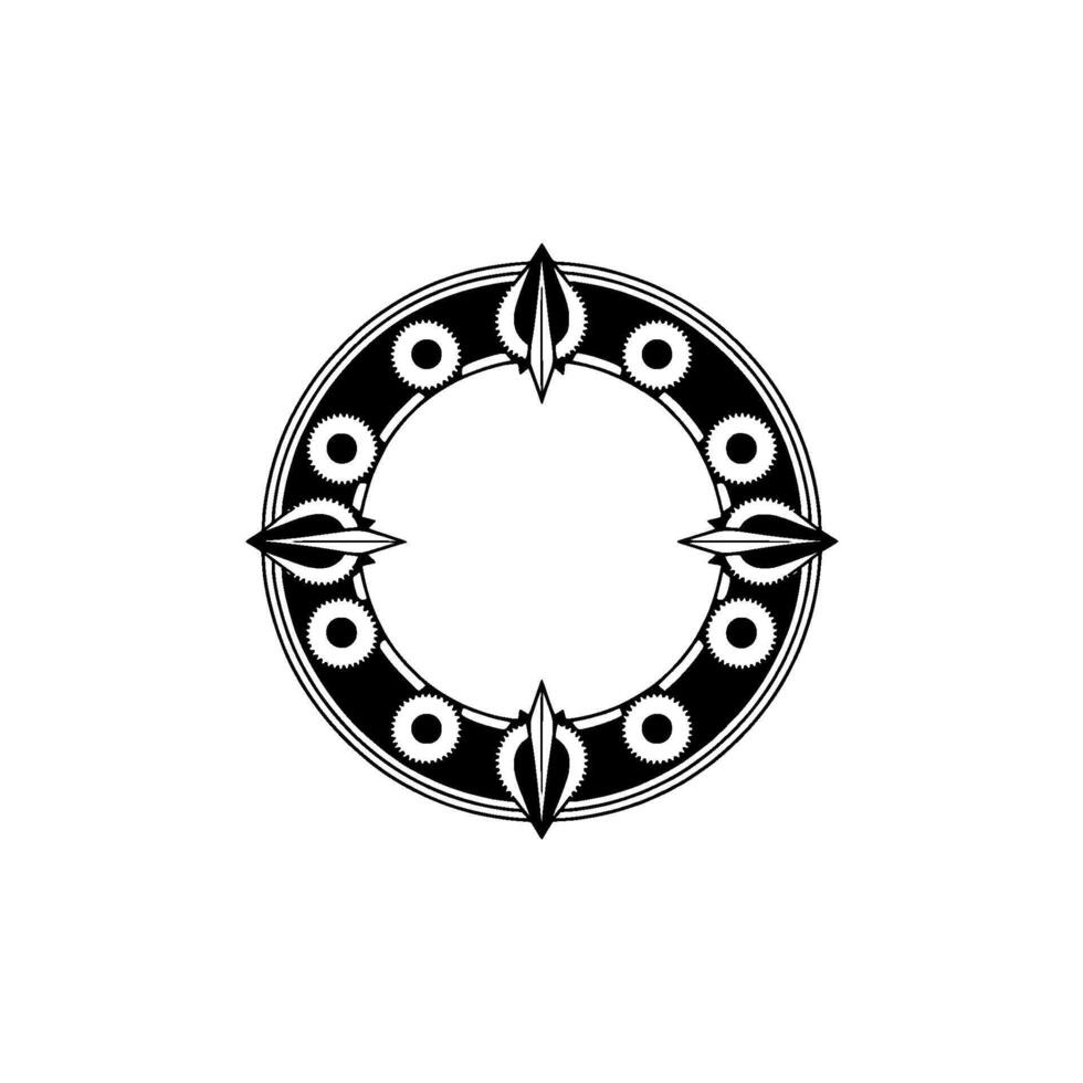 Black White Geometric Circle , Art Deco Style, Abstract Ornament. vector