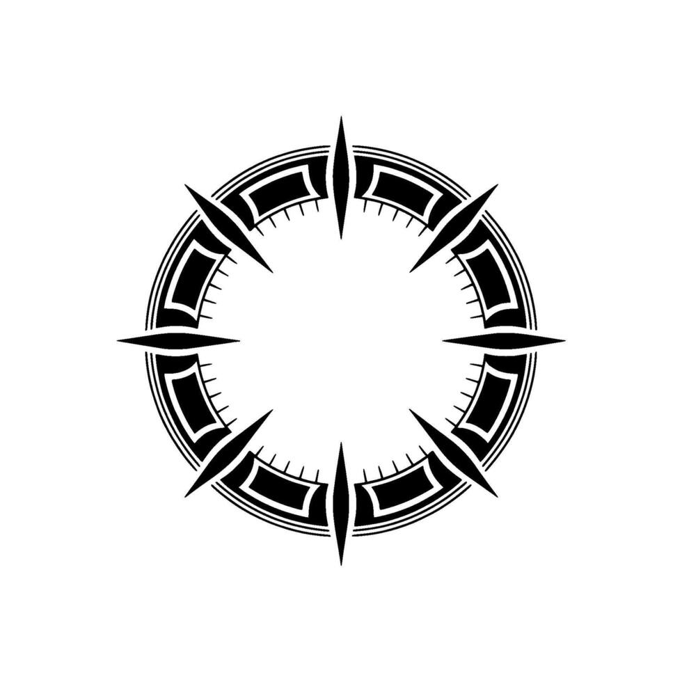 Circular Geometric Element, Black and White. vector