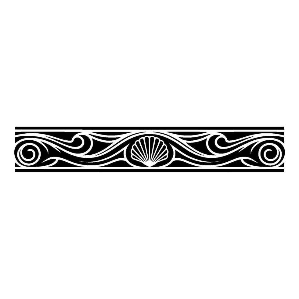 Ornate Black and White Sea Shell Border. vector