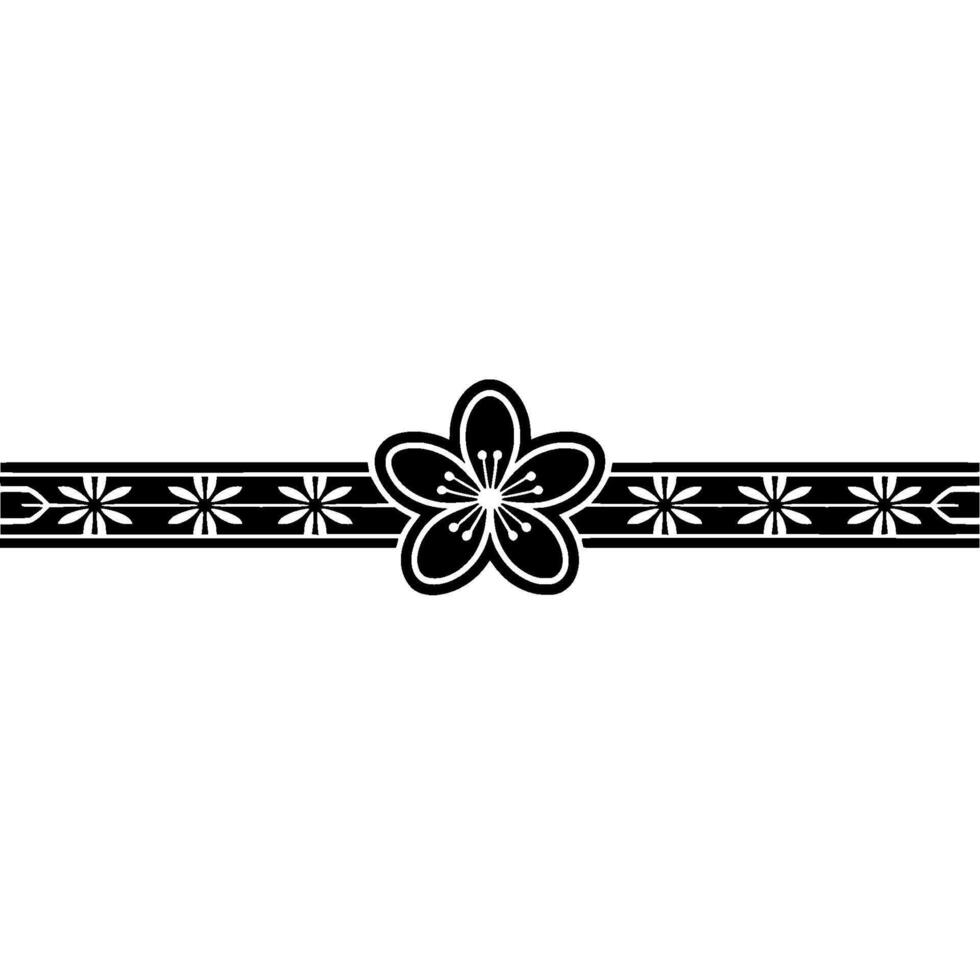 Elegant Black White Flower Border. vector