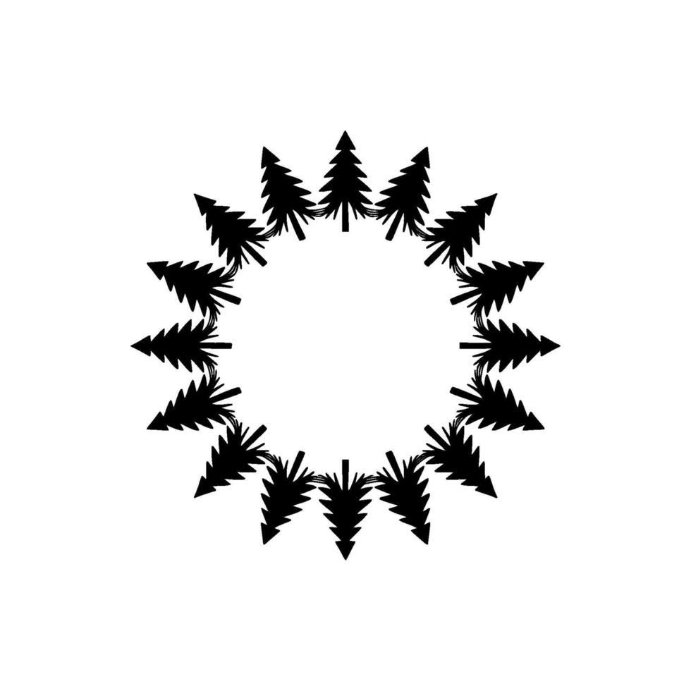 Minimalist Circular Pine Tree - Geometric Illustration. vector