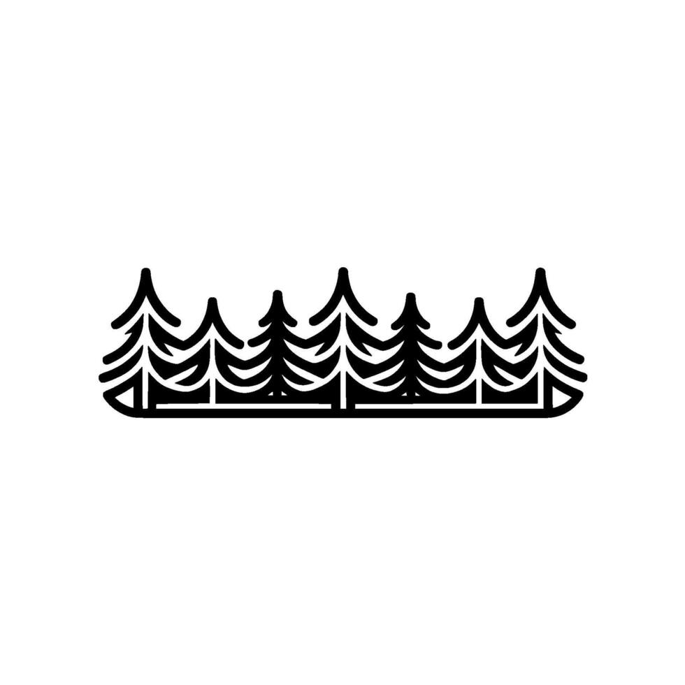Minimalist Pine Tree Forest Silhouette on White. vector