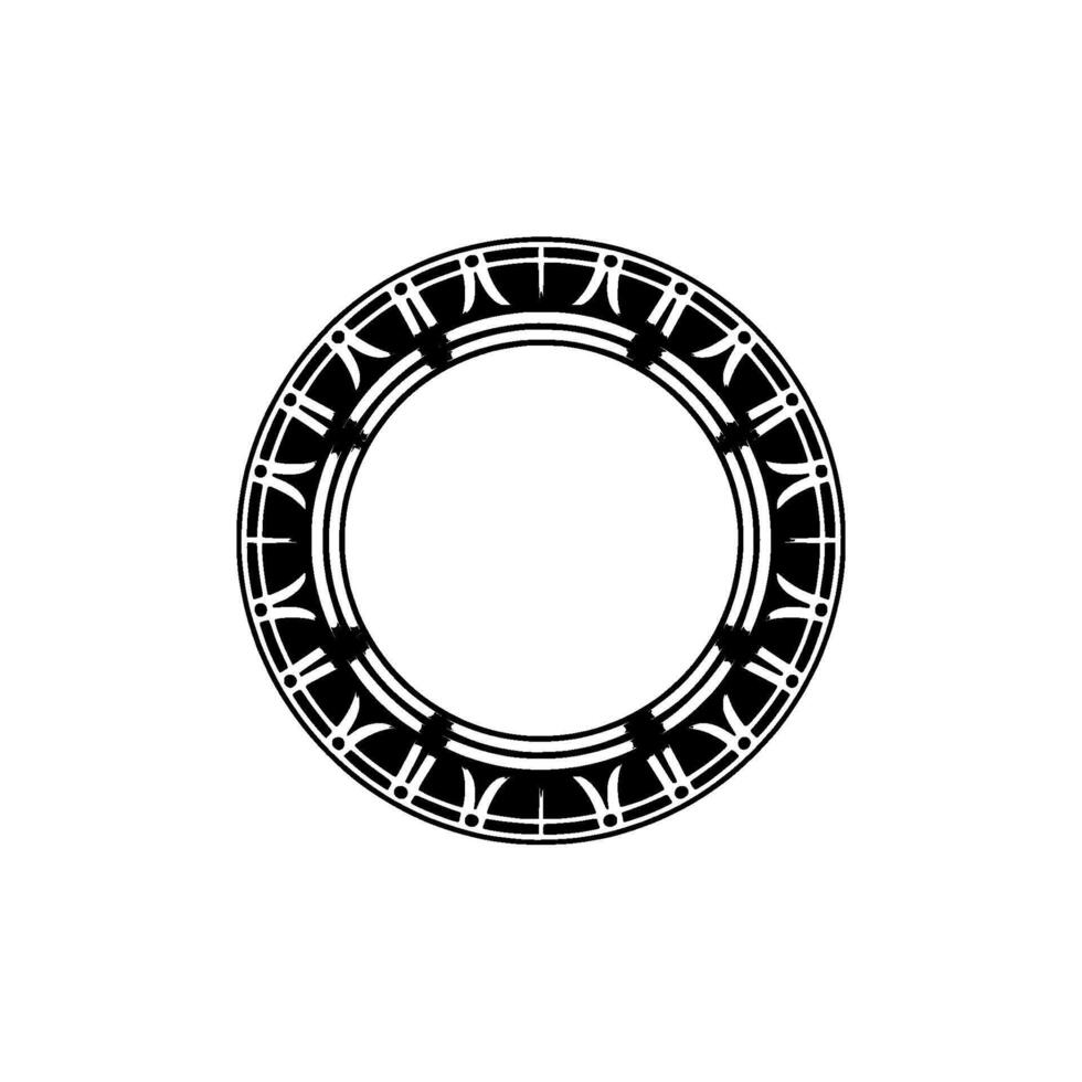 Geometric Circular Ornament - Black Silver on White, Minimalist. vector