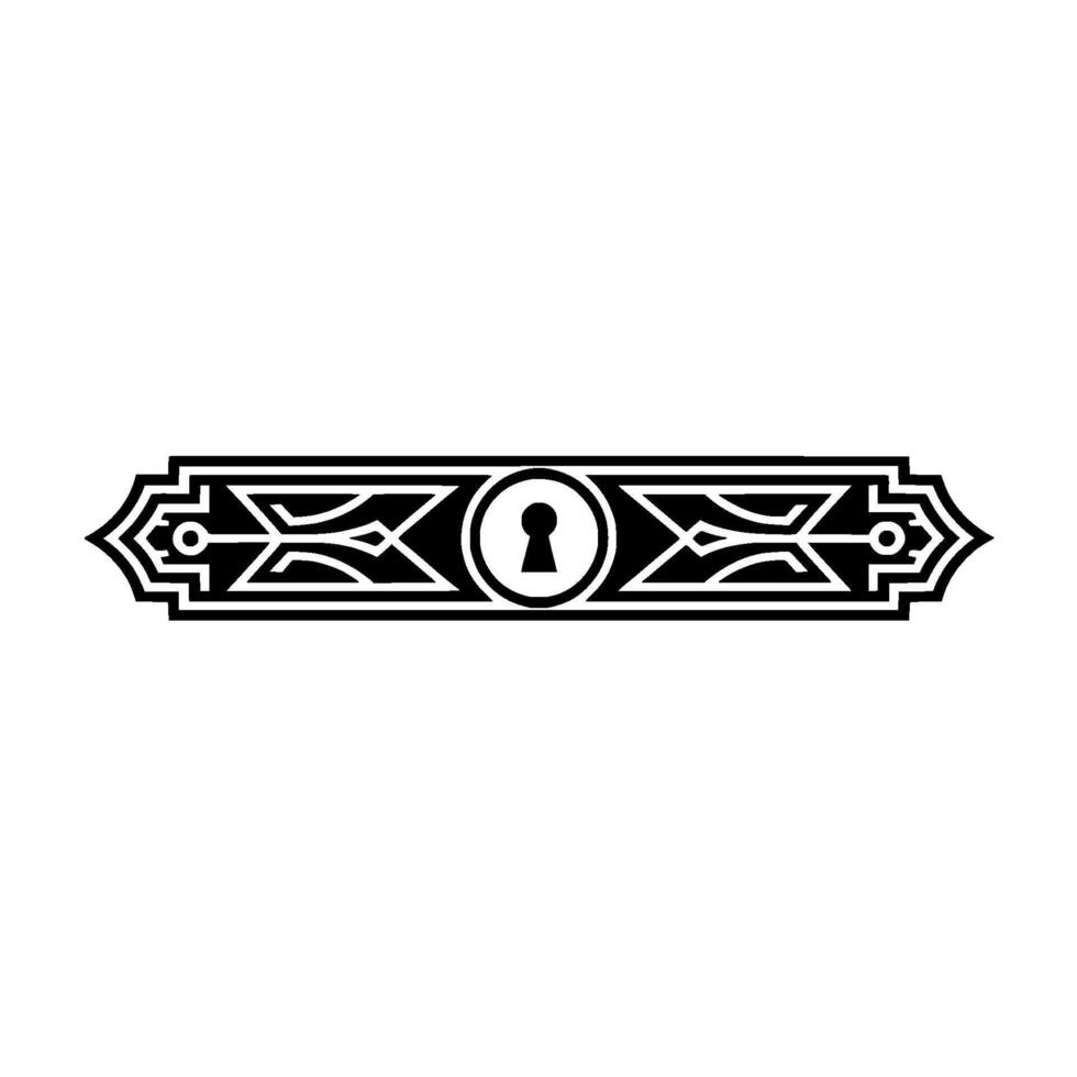 Geometric Keyhole Element Art Deco Ornament, Black and White. vector