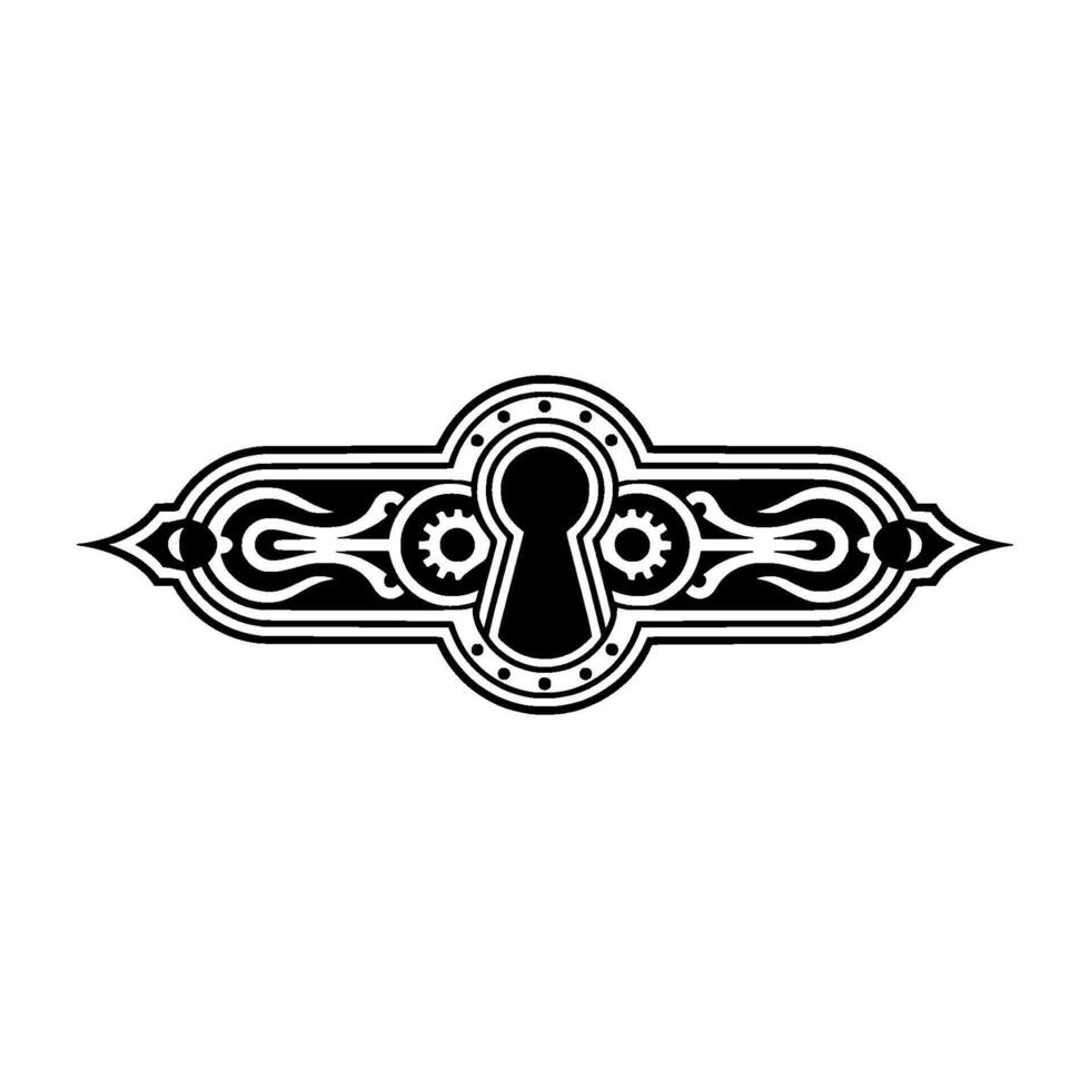 Ornate Keyhole Silhouette Elegant, Vintage-Inspired Element. vector
