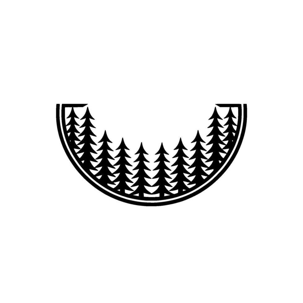 Minimalist Forest Silhouette in a Semicircle Element. vector