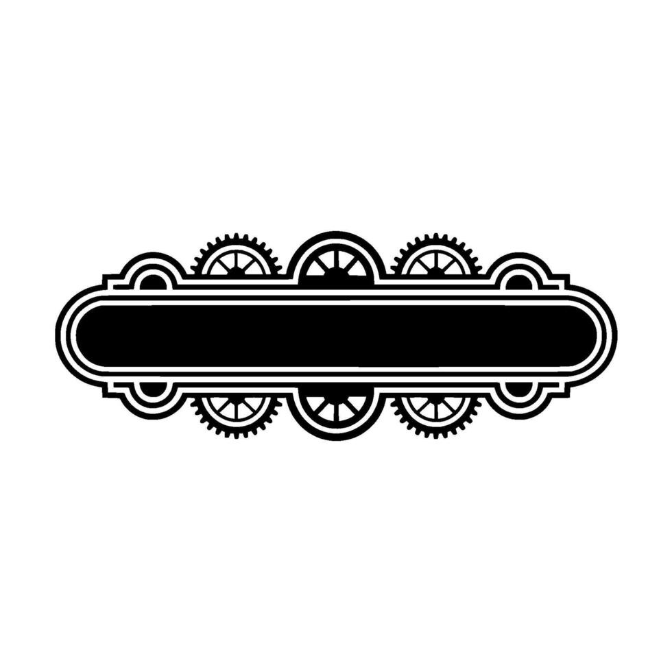 Steampunk Banner Black and White Gear on White Background. vector