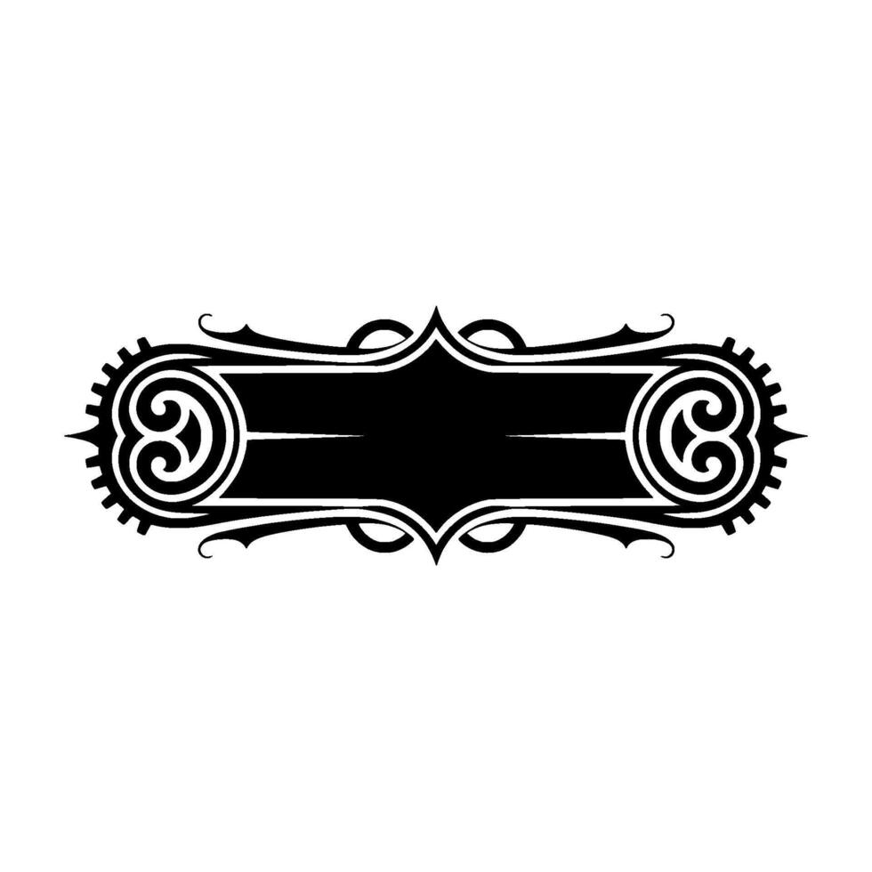 Ornate Black White Ornamental BannerLabel for Branding. vector