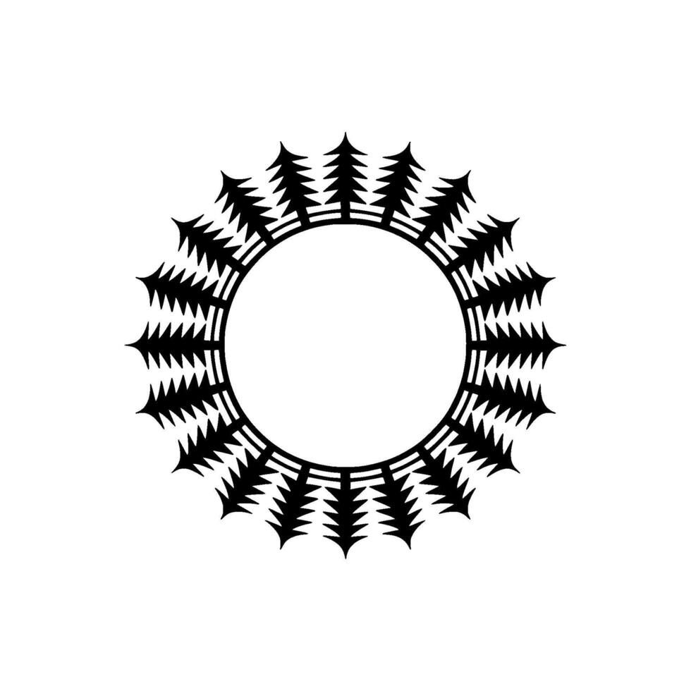 Circular Forest Pattern Minimalist Black and White Element. vector