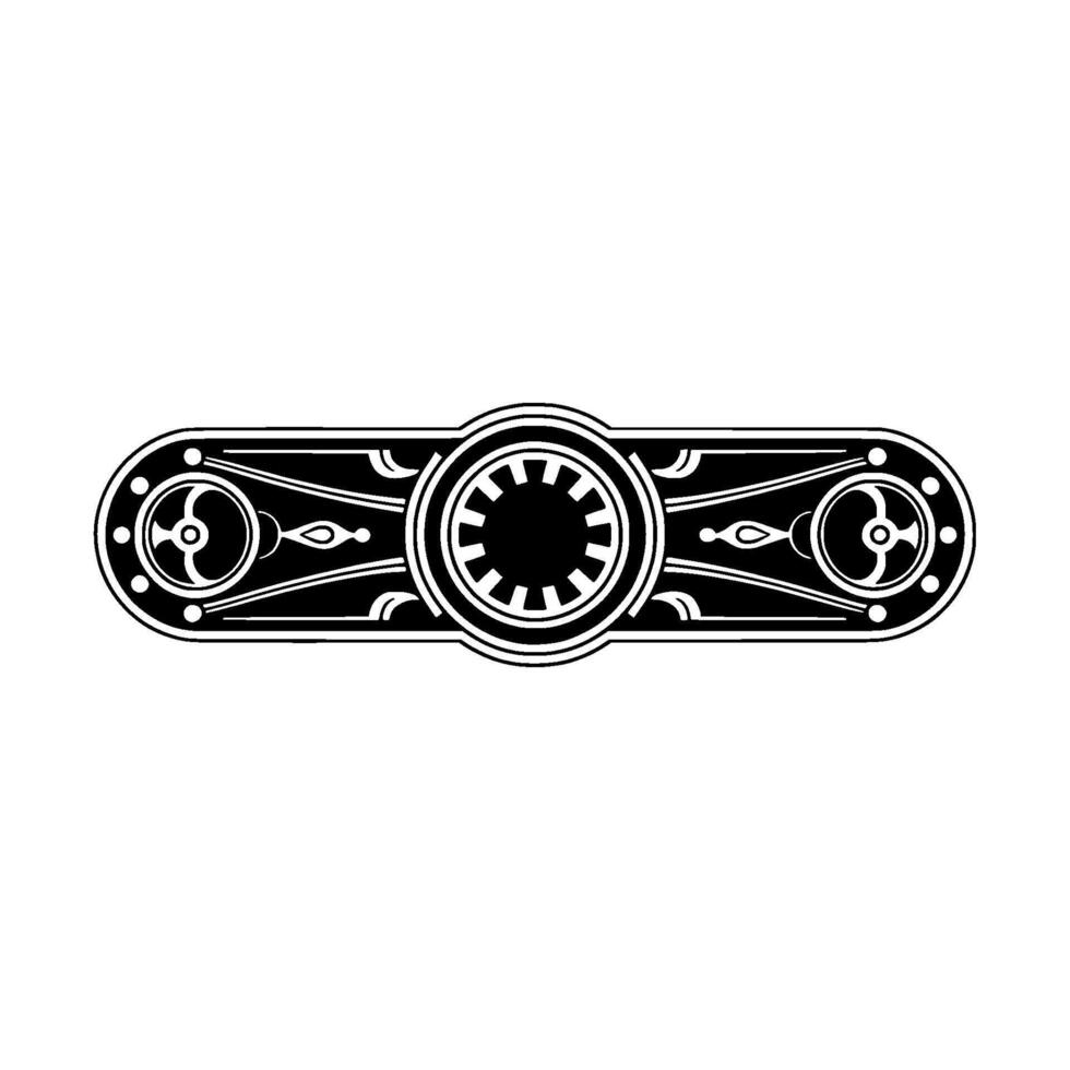 Decorative Black and White Geometric Ornament on Off-White Background. vector