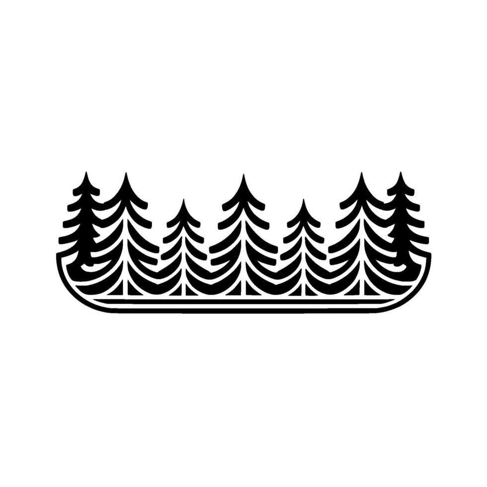 Minimalist Forest Line Art Trees and Decorative Element. vector