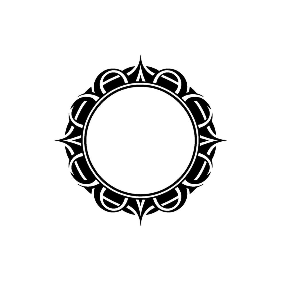 Elegant Black and White Circular Ornament with Empty Center. vector