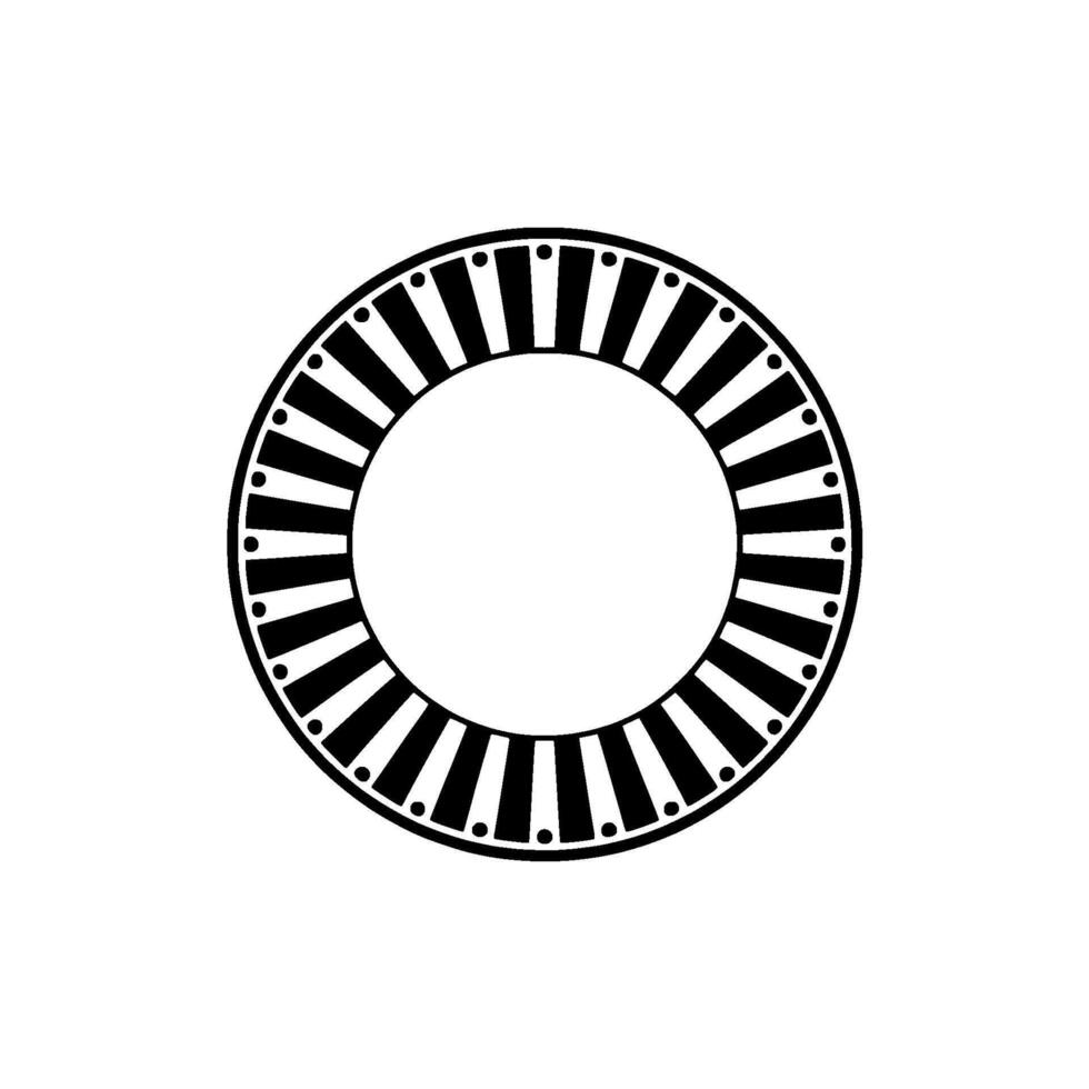 Geometric Circular Ornament Black White Art Deco. vector