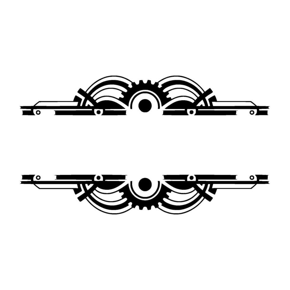 Art Deco Gear Border - Black White Illustration. vector