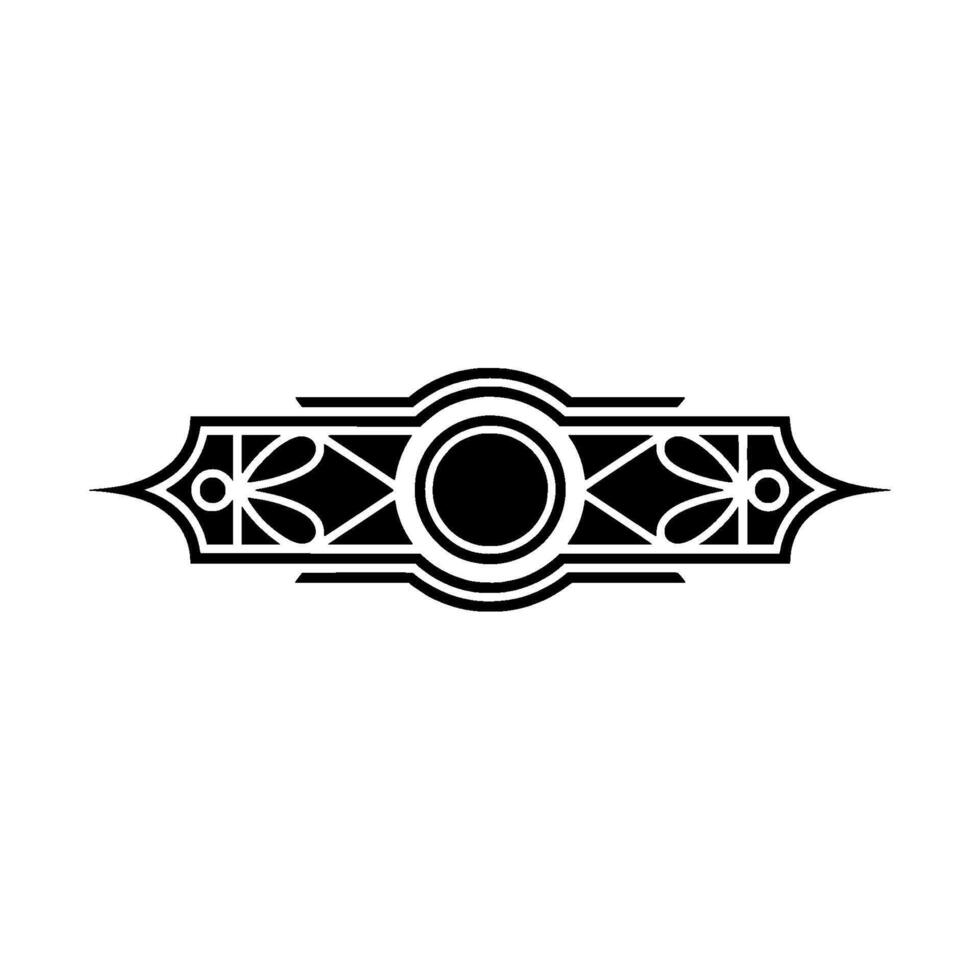 Elegant Art Deco Ornament Symmetrical Black White. vector
