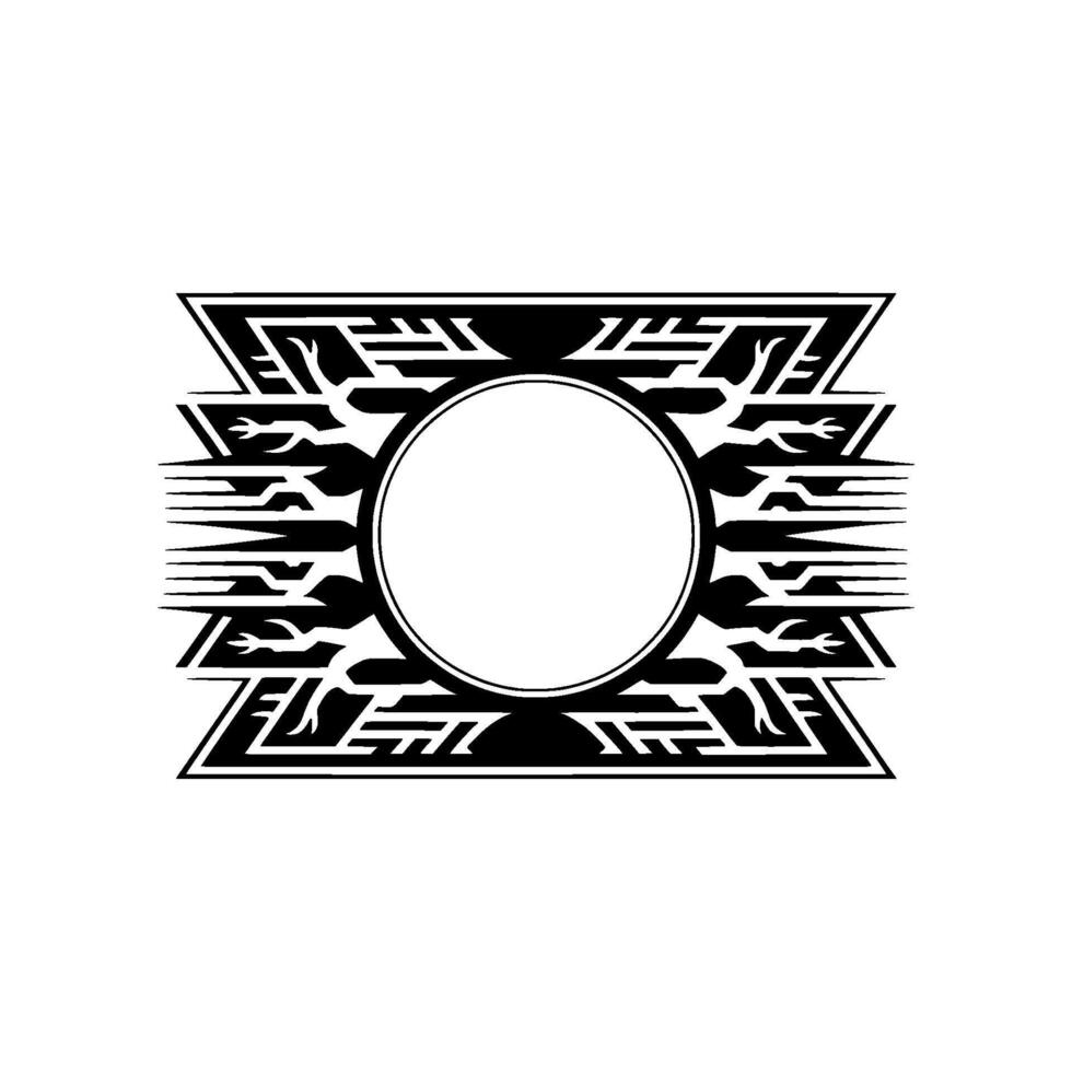 Geometric Black and White Frame with a Circle, Minimalist. vector
