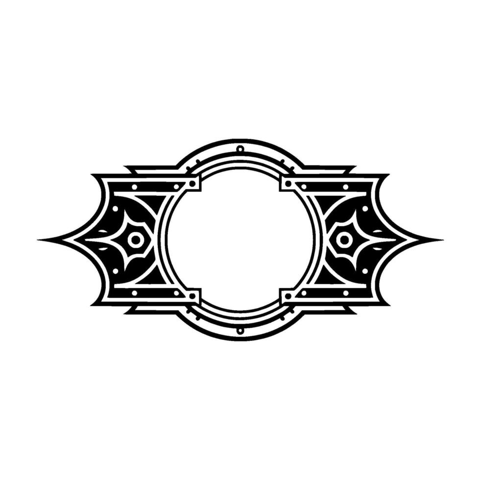 Elegant Art Deco FrameBadge in Black White. vector