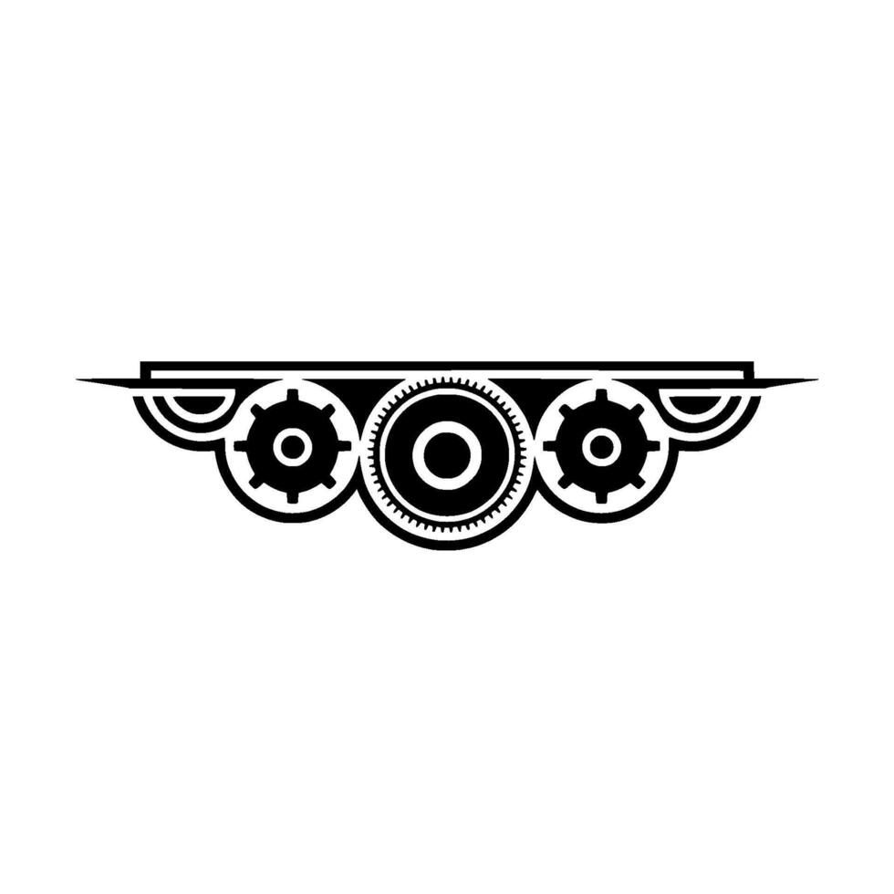 Sleek Gear Motif Black and White Industrial. vector