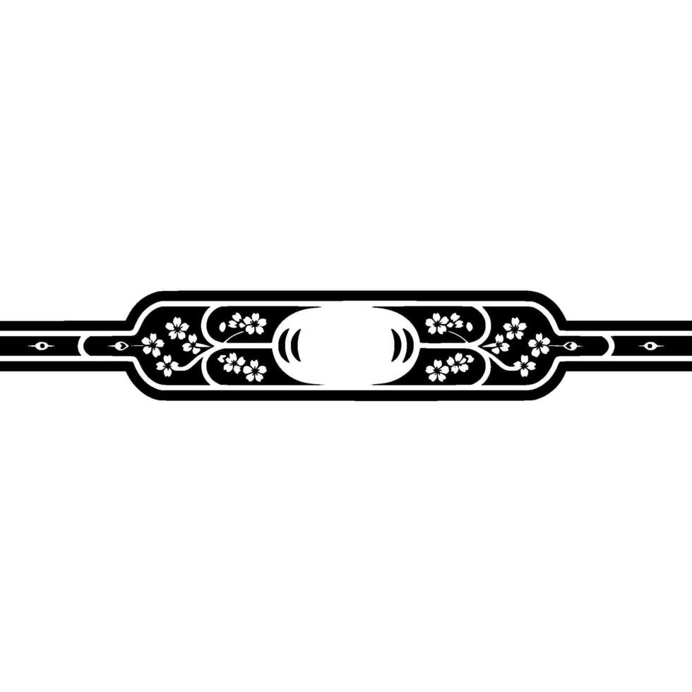 Elegant Black White Floral Border with Central Oval Frame. vector