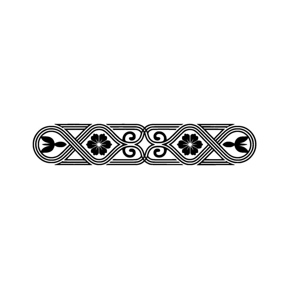 Decorative Floral Border Element Black White. vector