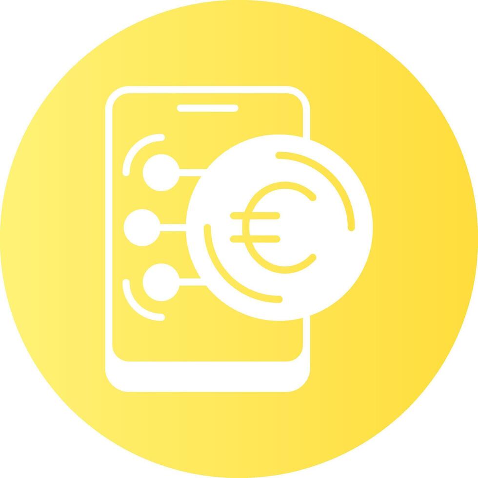 Euro in Mobile Gradient Circle Icon vector