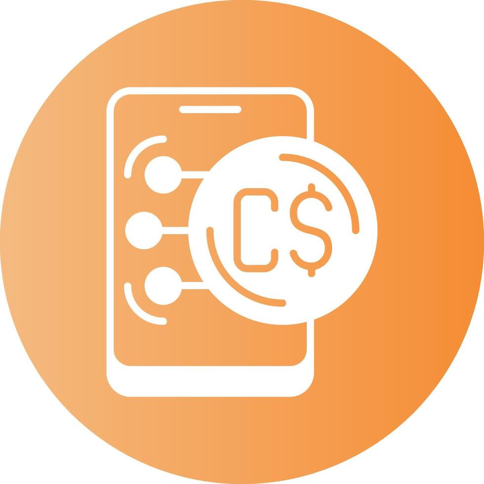 Canadian Dollar in Mobile Gradient Circle Icon vector