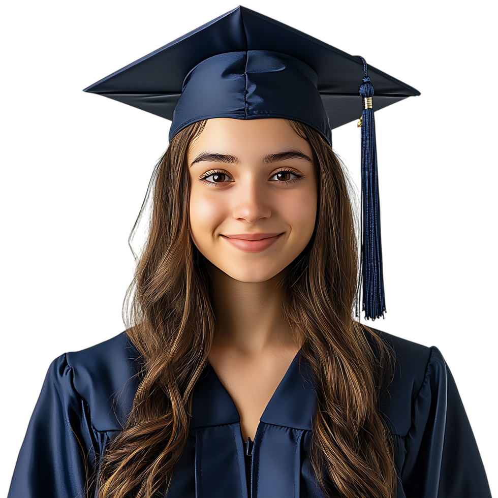 Happy Graduate in Cap and Gown against transparent background png