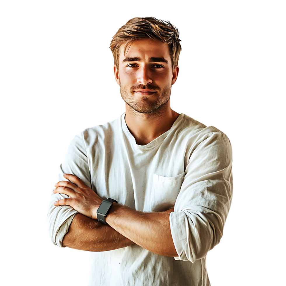 Portrait of a Man with Arms Crossed against transparent background png