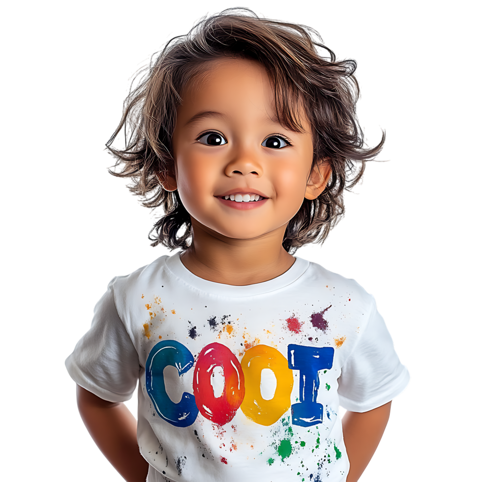 Adorable Toddler in Cool TShirt against transparent background png