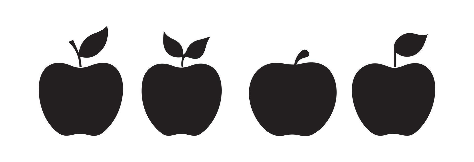 Four Black Apple Silhouettes Free Image vector