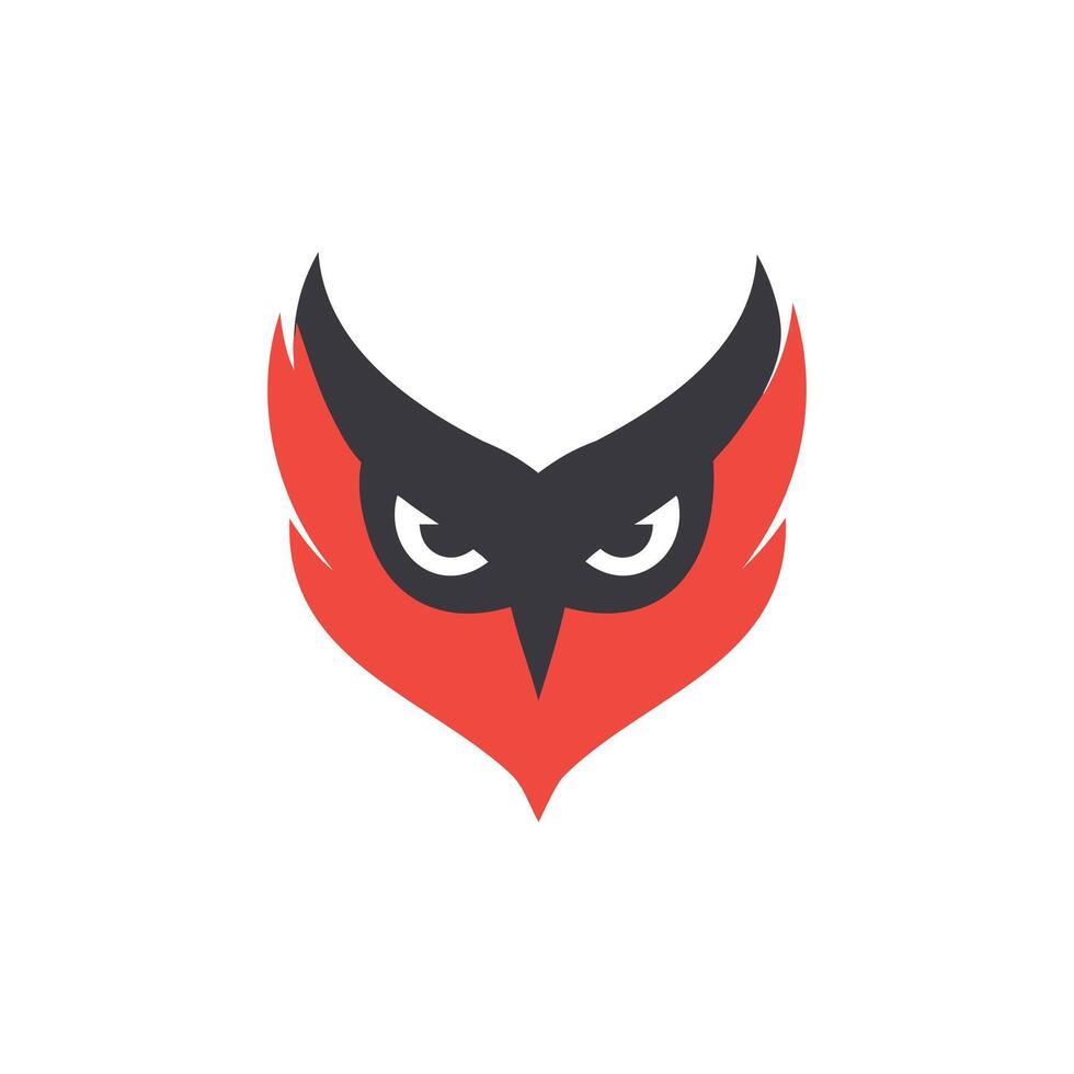 Fierce Owl Logo Red and Black Bird Design vector