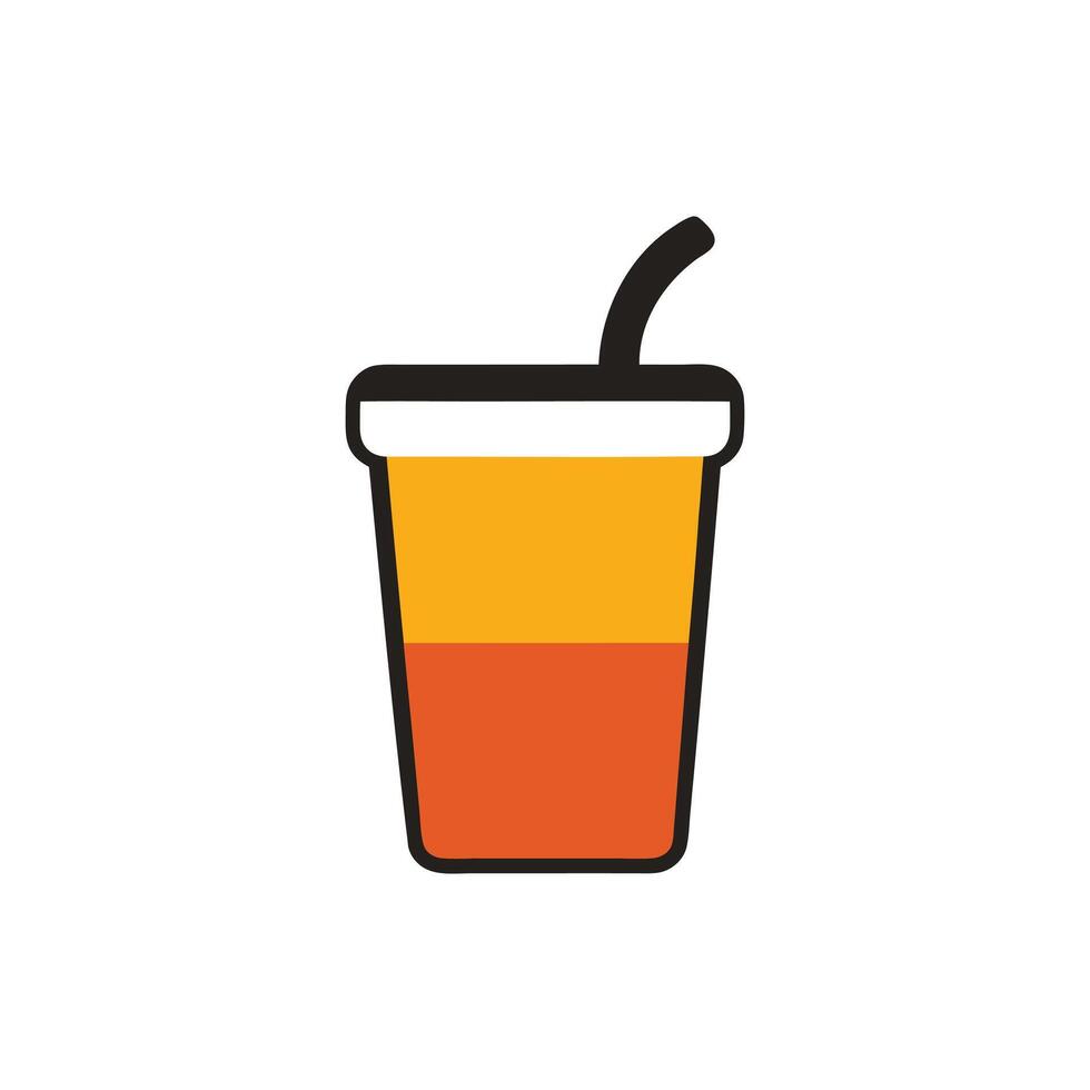 Orange and Yellow Drink in Disposable Cup vector
