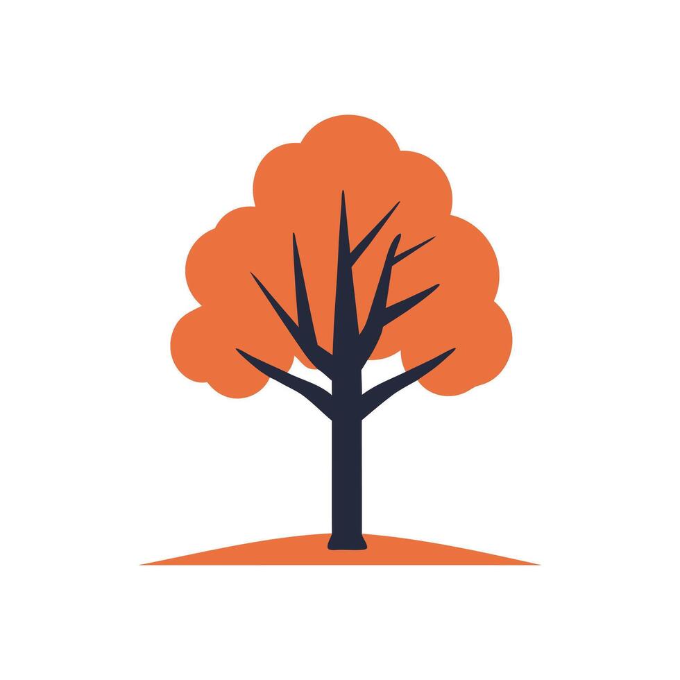 Autumn Tree Illustration Orange Leaves Nature Graphic Design vector