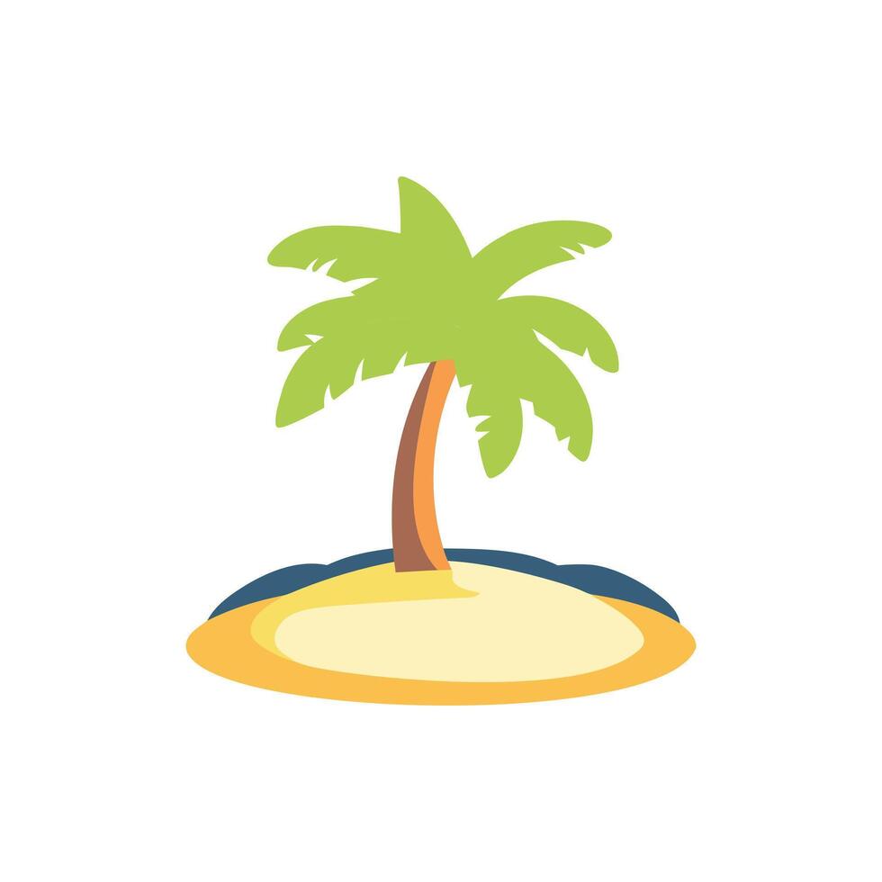 Tropical Paradise Single Palm Tree on a Deserted Island Illustration vector